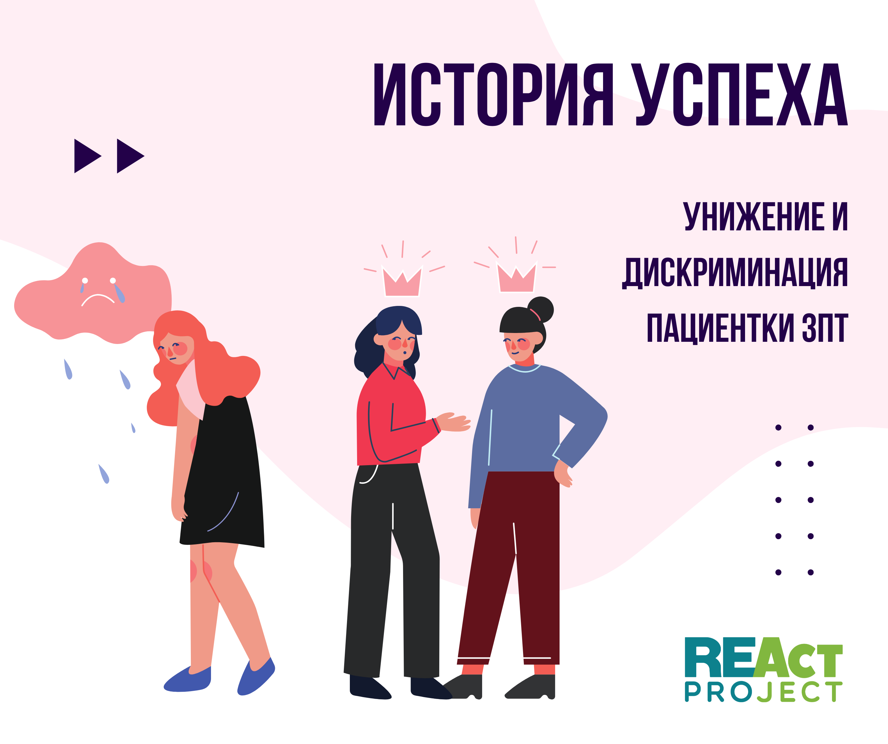 Унижение и дискриминация пациентки ЗПТ - REAct